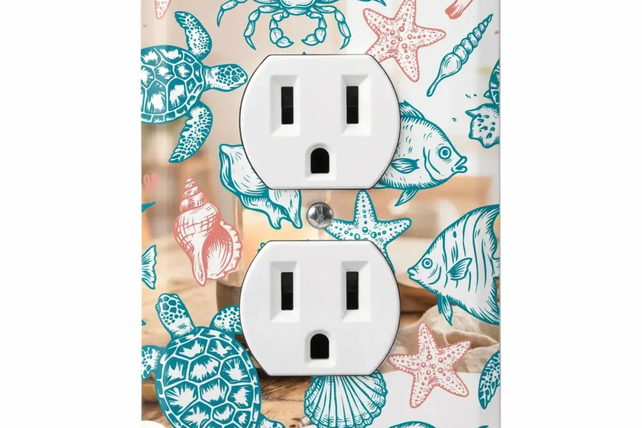 Seashell Outlet Cover Wall Plate | Beach Theme Switch Plate for Coastal Home Decor