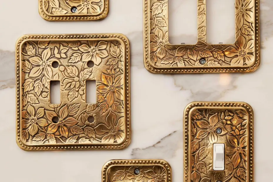 Vintage Etched Metal Floral Switch Plate | Anthropologie Style on a Budget | Thrift Store Decor Find