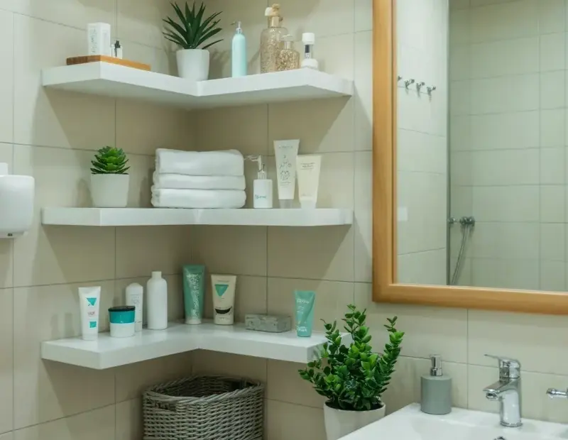 Floating Corner Shelves for Bathroom Storage | Cheap Ikea Hack