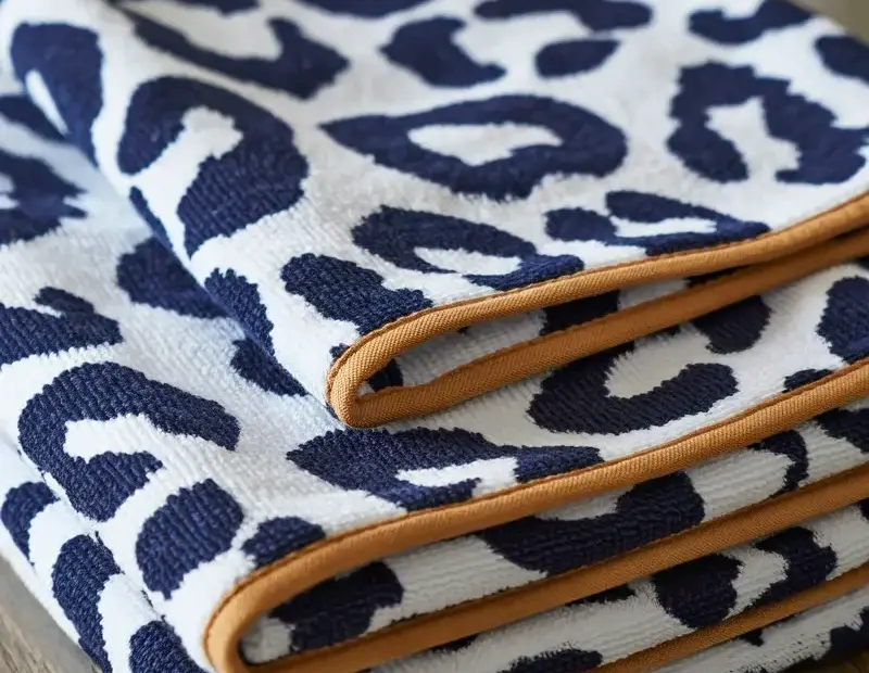 Navy Blue Leopard Print Towels - How I Styled Them for a Cozy Bathroom Look
