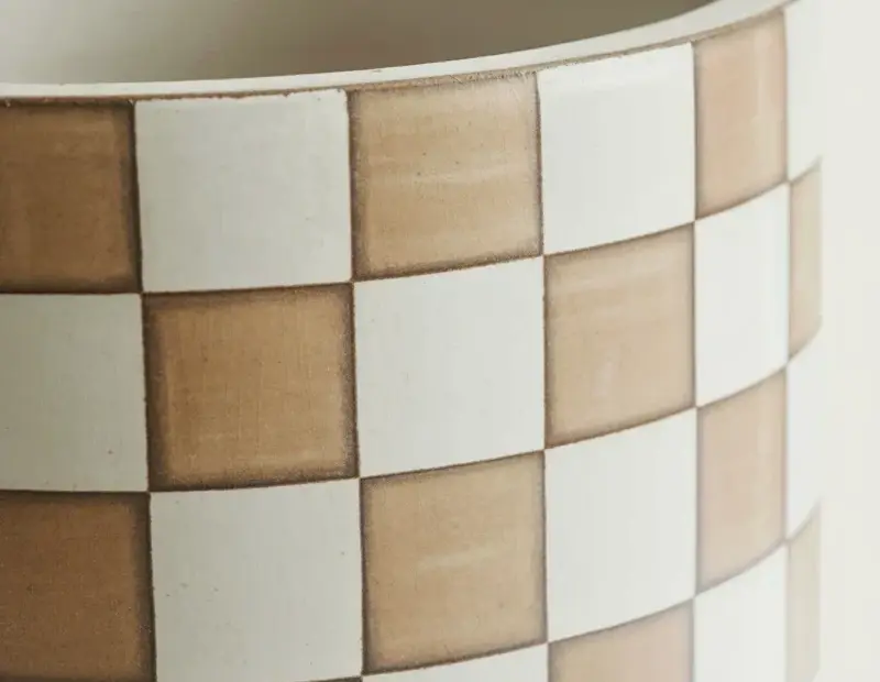 The mistake I made buying plain planters (this checkered ceramic planter from Walmart changed everything)