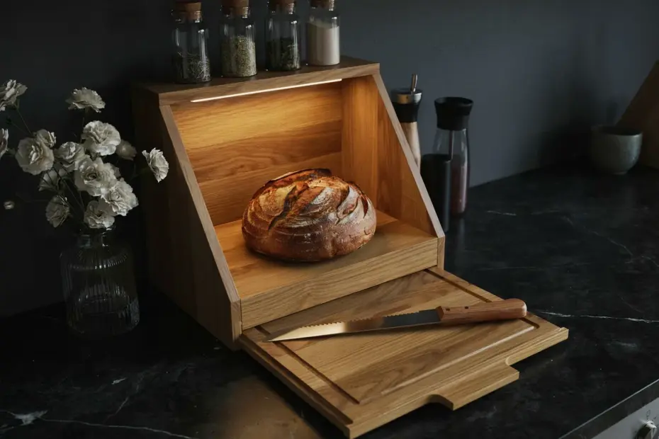 White Oak Bread Box with Cutting Board + Lights Up | Amazon Home Finds for Fall Baking