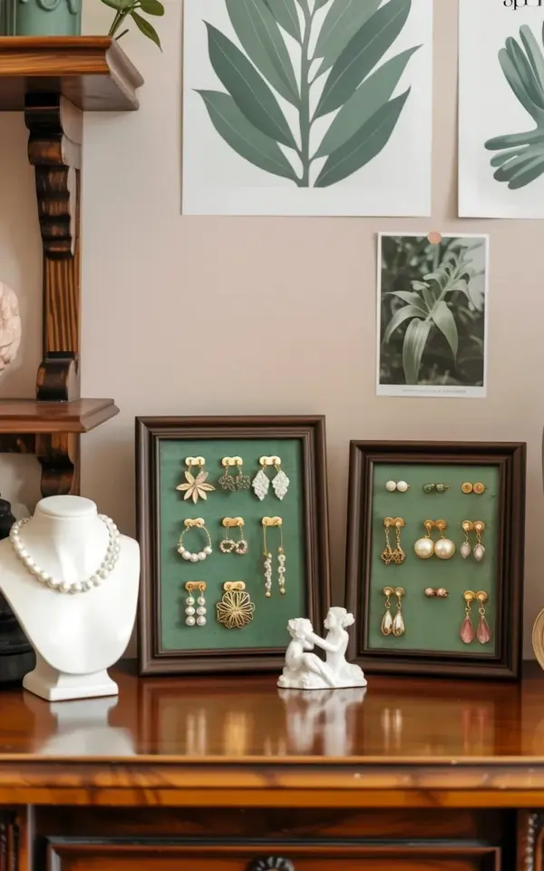 Velvet Earring Holder Display Idea | Thrifted Frame DIY for Jewelry Storage