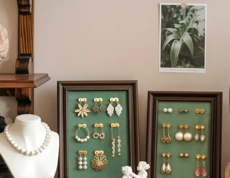 Velvet Earring Holder Display Idea | Thrifted Frame DIY for Jewelry Storage