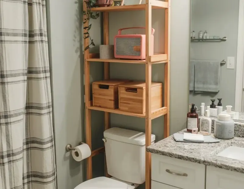 Bathroom Organization Ideas for Small Bathrooms | Wooden Shelf Styling